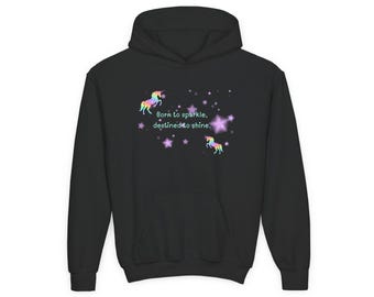 Regenboogeenhoorns Born to Sparkle-hoodie | Kindersweater