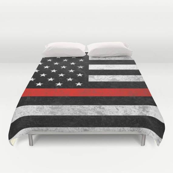 Thin Red Line Comforter Or Duvet Cover Set Matching Pillows Image 0
