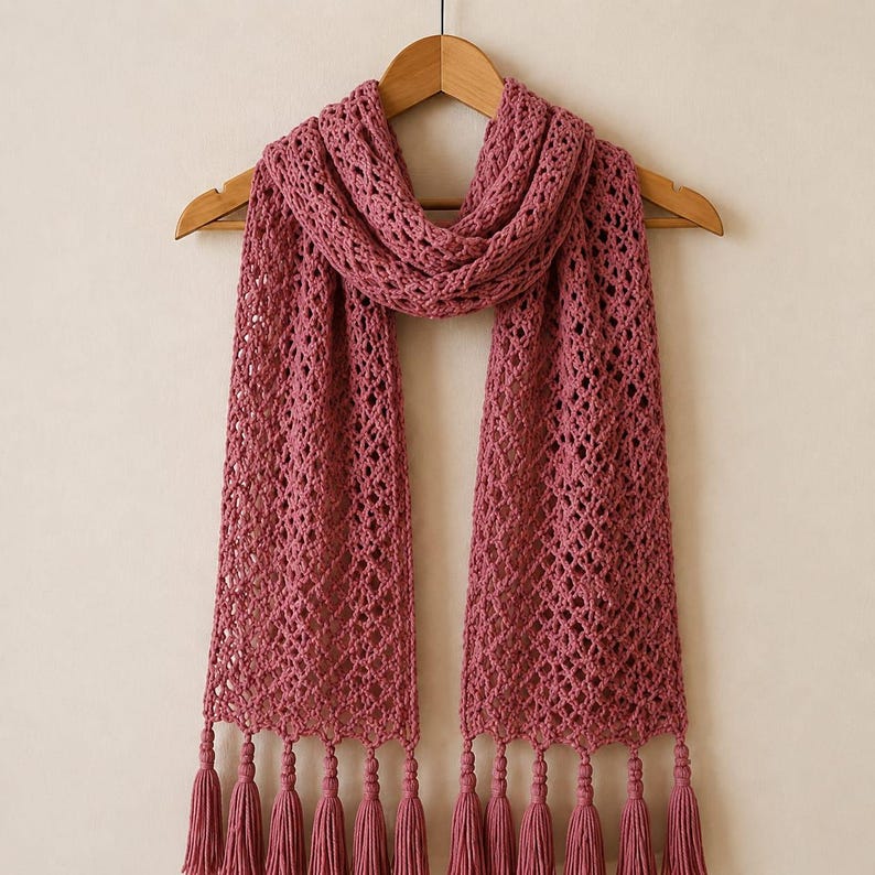 Layered Lace Scarf Crochet Pattern | Elegant Tassel Wrap Shawl (digital ...