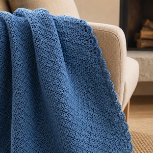 Beginner C2C Crochet Blanket Pattern, Scalloped Edge Throw (Digital Download)