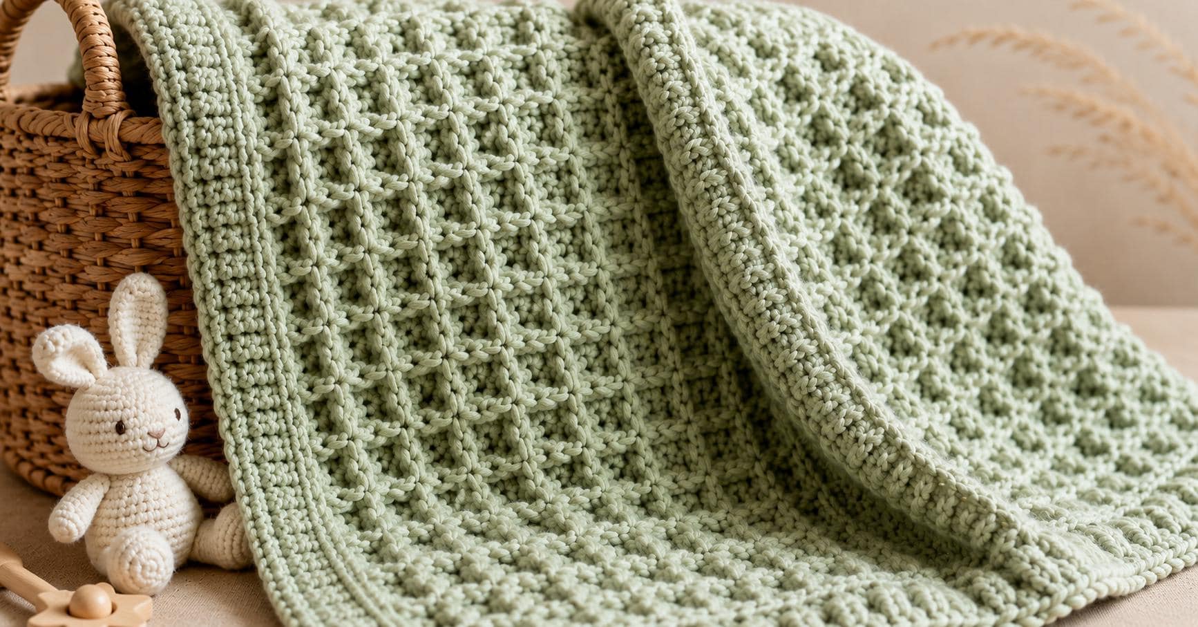 39 Crochet Green Patterns: Frogs, Avocados, Doilies, and Keychains 11 Waffle Stitch Crochet Baby Blanket