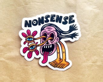 Nonsense Grotesque Monster Sticker - Surreal Creepy Cute Horror Vinyl Decal