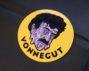 Kurt Vonnegut Sticker - Melting Portrait Vinyl Decal | Literary Author Book Lover Gift