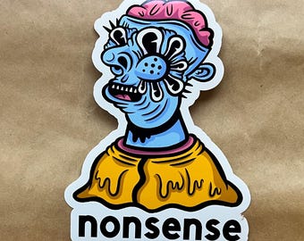 Blue Nonsense Mutant Sticker - Weird Cartoon Vinyl Decal