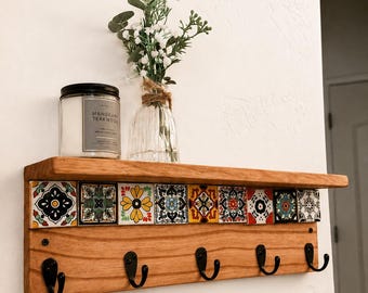 Talavera Tile Entryway Shelf / Key Rack