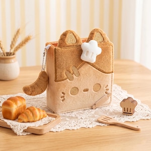 Kawaii-Plüsch-Notizbuch, süßes Katzen-Bäckerei-Tagebuch, besticktes, flauschiges Ringbuch-Tagebuch, nachfüllbares Mini-Notizbuch – das perfekte Geschenk für sie
