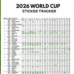 2026 World Cup Sticker Checklist PDF | Soccer Panini Sticker Tracker Download |Football Album Overview | Instant Print A4 & US Letter