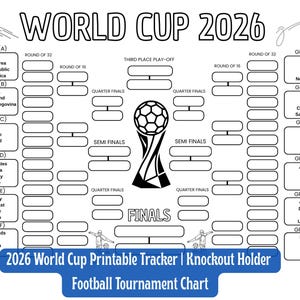 World Cup 2026 Tracker Printable, Football Tournament Bracket, Soccer World Cup Poster, PDF Download A4 US Letter, Coloring Page Chart Kids