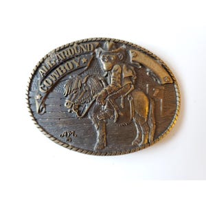 Rare Award Design Medals Western Cowboy Monkey Riding Donkey Brass Belt Buckle