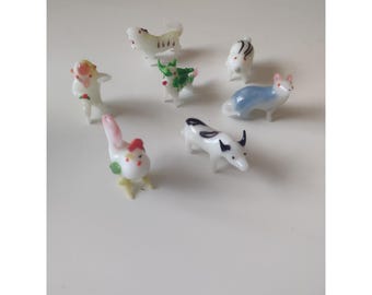 Miniaturowe figurki zwierząt zodiaku chińskiego, ręcznie dmuchane, ze szkła, zestaw 7 sztuk