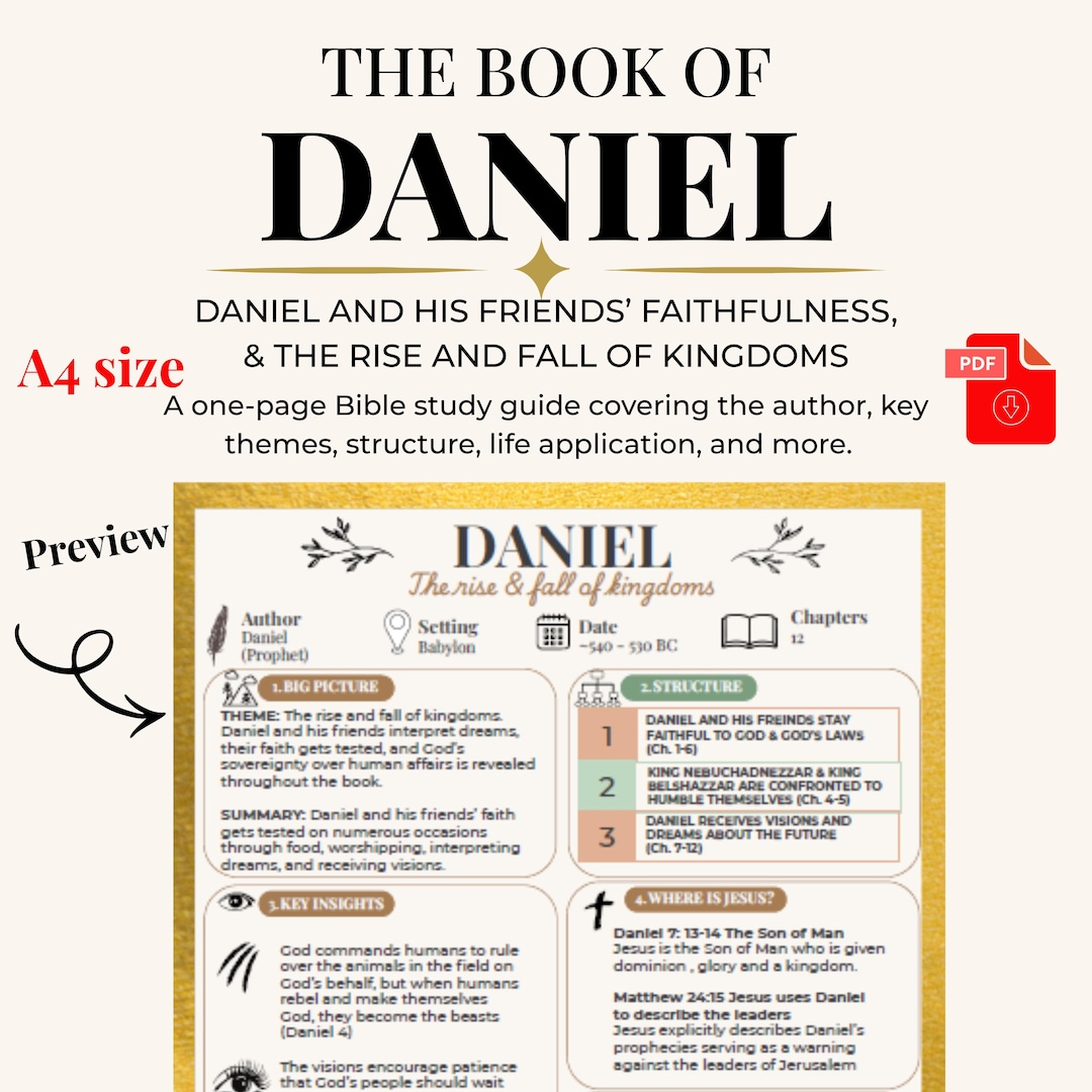 Daniel Scripture Template Daniel Bible Study Printable | One Page Scripture Overview | Christian ...