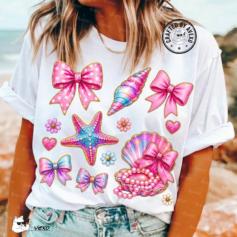 Pink Coquette Beach Summer PNG, Seashell Bow Starfish Tumbler Design ...