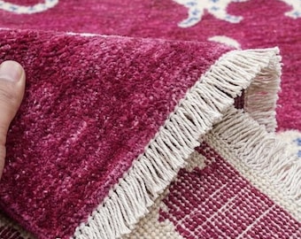 Tapete artesanal feito à mão com estampa de leopardo, passadeira de corredor de design exclusivo, tapete moderno de lã rosa.