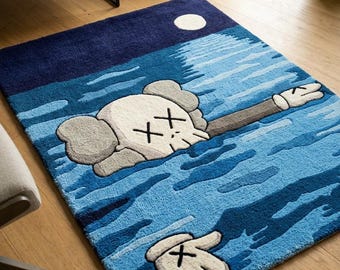 Tapete KAWS Companion feito à mão, tapete acrílico para decoração de quarto no estilo hypebeast.