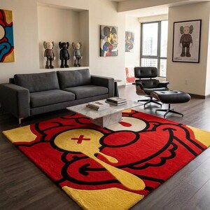 KAWS Inspired Hand Tufted Rug | Modern Art Carpet | Luxury Area Rug image 1