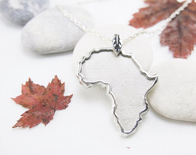 HANDCRAFTED Sterling Silver Africa Pendant Rope Chain Necklace Etsy