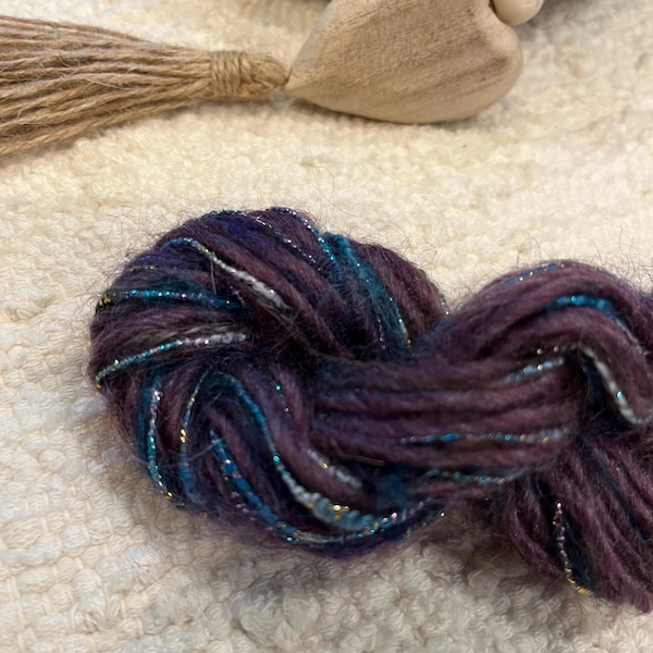 Purple Blue Metallic Yarn Bundle, Mixed Media Crafting Supplies