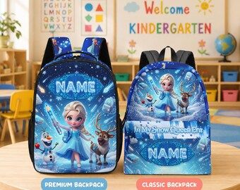 Mochila personalizada de Elsa, mochila escolar de Frozen para niñas, mochila personalizada de la Reina de las Nieves, regalo para el primer día de clases.