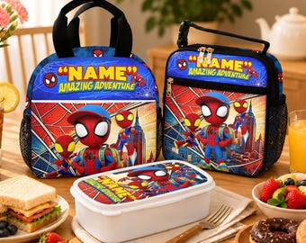 Bolsa para el almuerzo de Spider-Man, bolsa y lonchera personalizadas de Marvel, artículos escolares personalizados de superhéroes para niños.