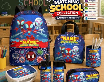 Mochila personalizada de Spider-Man, material escolar del Spider-Verse con nombre personalizado, regalo de vuelta al cole para niños y niñas.