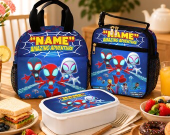Bolsa de almuerzo personalizada de Spidey para niños, lonchera escolar de Marvel, bolsa de almuerzo para la vuelta al cole, regalo para el primer día de clases