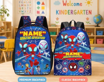 Mochila personalizada de Spidey y sus increíbles amigos, mochila escolar Marvel con nombre personalizado, mochila infantil de Ghost Spider Miles Morales, regalo perfecto.