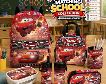 Mochila personalizada de Rayo McQueen, mochila personalizada de Cars, mochila escolar de carreras, regalo de regreso a clases para niños, regalo de cumpleaños para niños