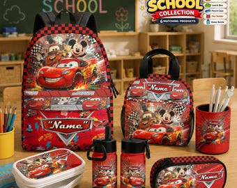 Mochila de Mickey Mouse de Disney Cars, mochila escolar personalizada de Rayo McQueen, mochila infantil con nombre personalizado, regalo de Pixar Racing para niños
