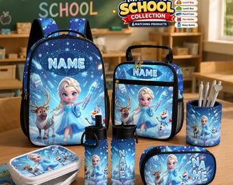 Mochila personalizada de Elsa, mochila escolar de Frozen para niñas, mochila personalizada de la Reina de las Nieves, regalo para el primer día de clases.