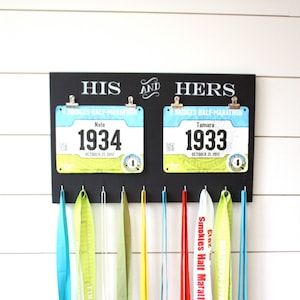 Gift for Runners - Couple - Race Bib and Medal Holder - His and Hers