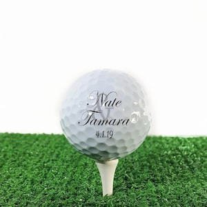 Personalized for Couples Name and Date Golf Ball Great gift for weddings, engagements, bridal showers, anniversary Golf Ball Gift image 1