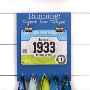 Running Bib and Medal Holder Running: Cheaper than Therapy image 1