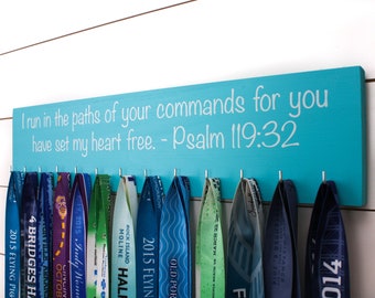 Medal Display - Christian Bible Verse Psalm 119:32 - Large