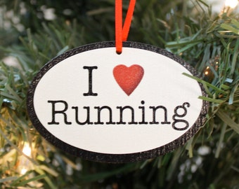 I Love Running Christmas Ornament - Great gift for runners!