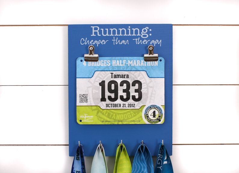 Running Bib and Medal Holder Running: Cheaper than Therapy image 1