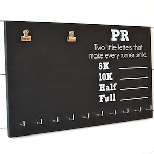 PR Race Bib and Medal Holder On Chalkboard 5K, 10K, Half, & Full image 4