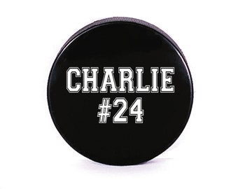 Personalized Hockey Puck with Name and Number, Custom Hockey Puck, Printed Hockey Puck, Hockey Gift, Hockey Team Award, Ice Hockey