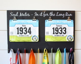 Couple Running Race Bib and Medal Holder - Soul Mates - In it for the Long Run