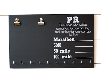 Ultra PR Race Bib y Medal Holder en pizarra - Maratón, 50K, 50 Millas, 100 Millas