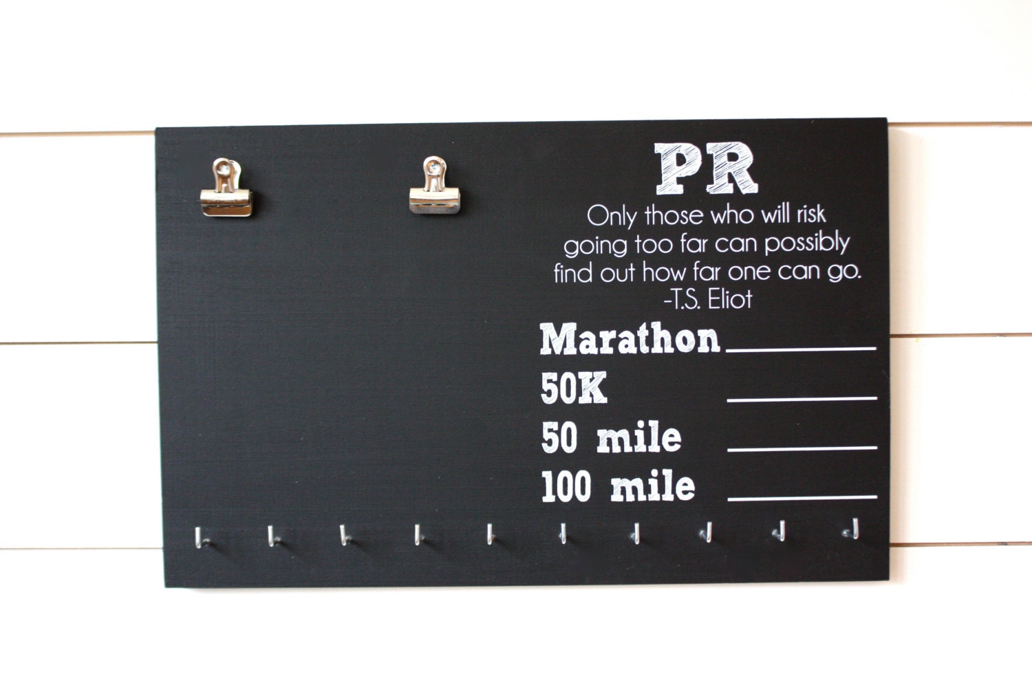 Ultra PR Race Bib and Medal Holder on Chalkboard - Marathon, 50K, 50 Mile,  100 Mile