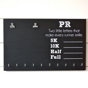 PR Race Bib and Medal Holder On Chalkboard 5K, 10K, Half, & Full image 3