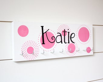 Personalized Medal Holder with Polka Dots - Medium