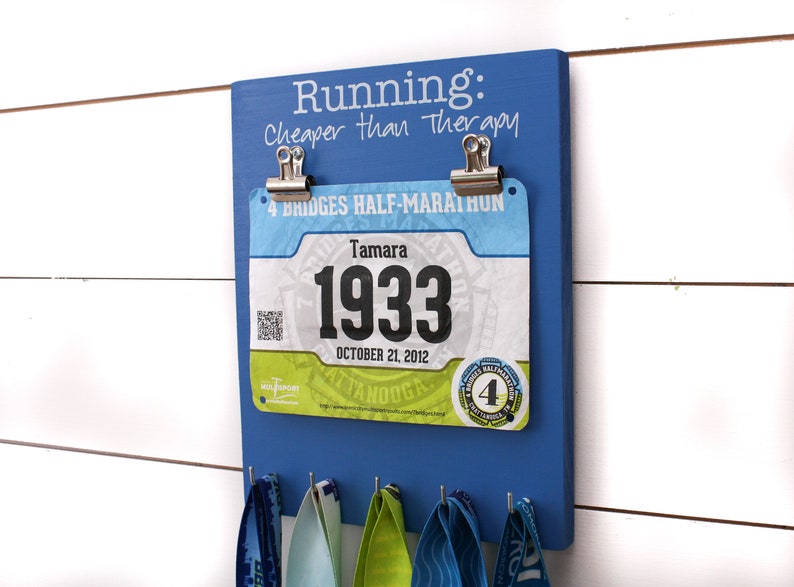 Running Bib and Medal Holder Running: Cheaper than Therapy image 2