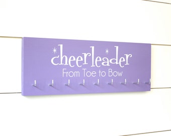 Cheerleader Medal & Bow Holder with Pattern- Cheerleading - Cheer - Medium