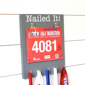 Running Race Bib & Medal Display - Nailed it!