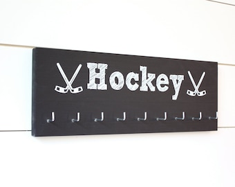 Hockey Medal Holder with Hockey Stick graphics - Medium