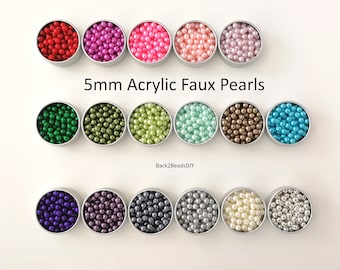 5mm Acrylic Faux Pearls - 120pcs lot - assorted colors - lightweight and high quality finish