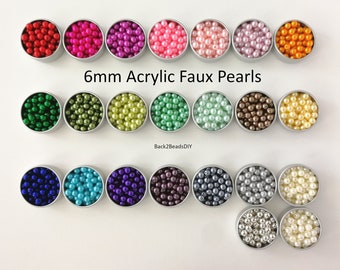 6mm Acrylic Faux Pearls - 100pcs lot - assorted colors - lightweight and high quality finish