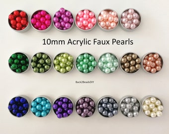 10mm Acrylic Faux Pearls - 24pcs lot - assorted colors - lightweight and high quality finish