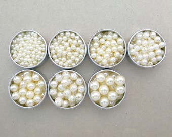 Acrylic Faux Pearls - Cream - sizes 4mm, 5mm, 6mm, 8mm, 10mm - lightweight and high quality finish